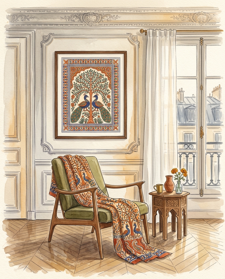 Parisian interior with Indian textile